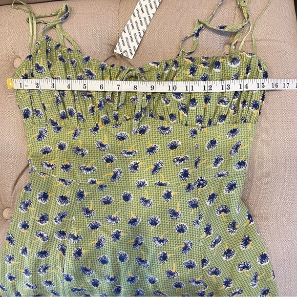 Urban Outfitters Kamaryn Green Dandelion Floral Dress Size M - Picture 8 of 11